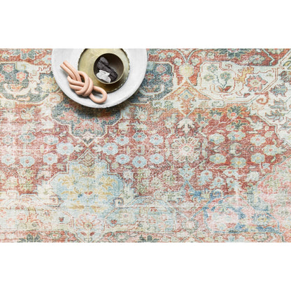 Loren LQ-14 Rug by Loloi in brick, multi. Made from 100% polyester in a traditional style.