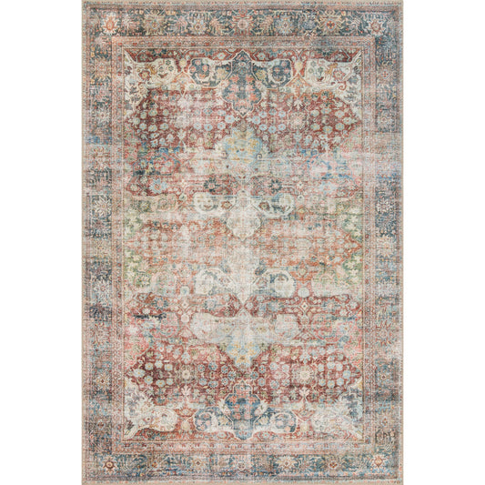 Loren LQ-14 Rug by Loloi II in brick, multi. Made from 100% polyester in a traditional style.