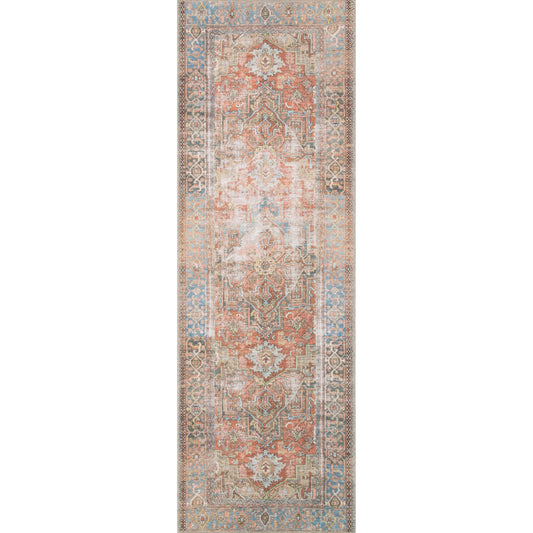 Loren LQ-15 Rug by Loloi in terracotta, sky. Made from 100% polyester in a traditional style.