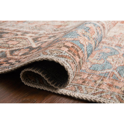 Loren LQ-15 Rug by Loloi in terracotta, sky. Made from 100% polyester in a traditional style.