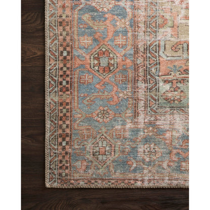 Loren LQ-15 Rug by Loloi in terracotta, sky. Made from 100% polyester in a traditional style.