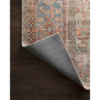 Loren LQ-15 Rug by Loloi in terracotta, sky. Made from 100% polyester in a traditional style.