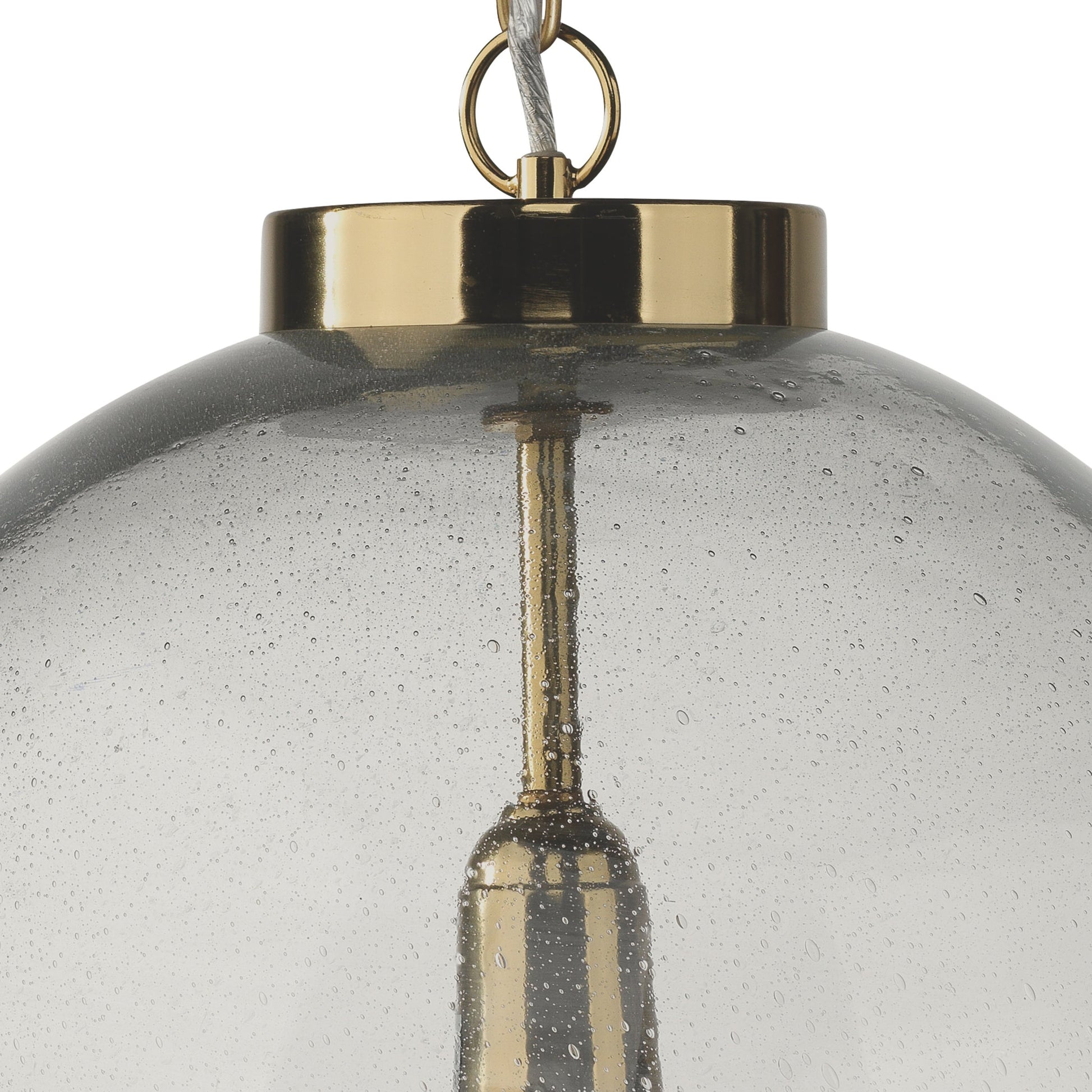 Luca Pendant by Lifestyle by JY in antique brass, seeded glass. Made from glass, metal in a modern style.