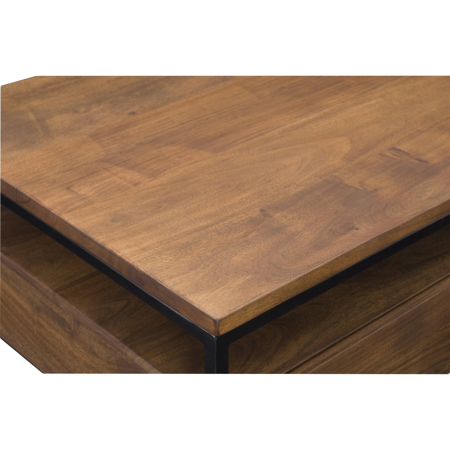 003 S-699682 | Closeup | Vancouver Coffee Table by Moe's Home Collection in light brown. Made from acacia wood, iron in a modern style.