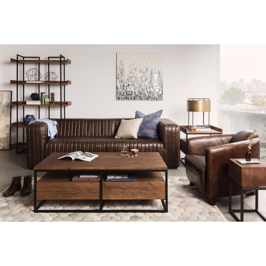 Vancouver Coffee Table by Moe's Home Collection in light brown. Made from acacia wood, iron in a modern style.