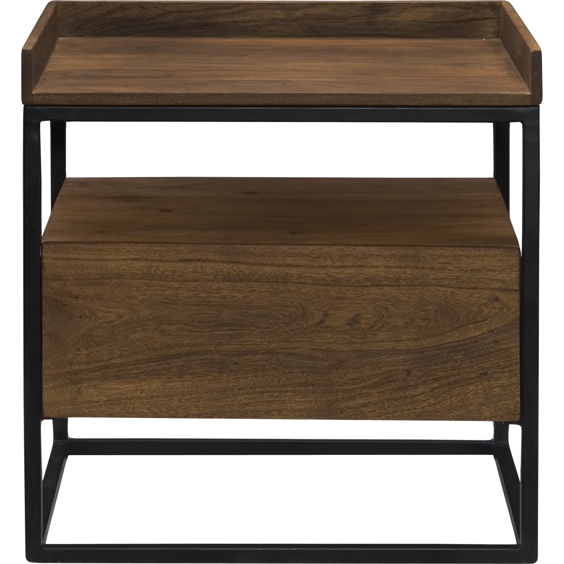 Vancouver Side Table by Moe's Home Collection in light brown. Made from acacia wood, iron in a modern style.