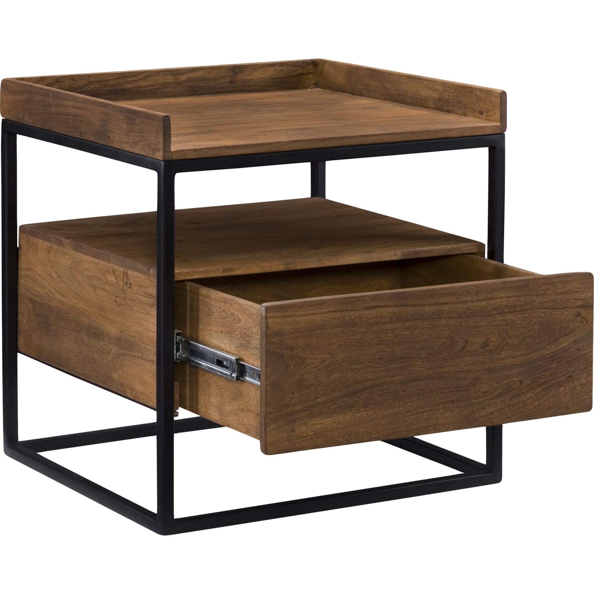 Vancouver Side Table by Moe's Home Collection in light brown. Made from acacia wood, iron in a modern style.