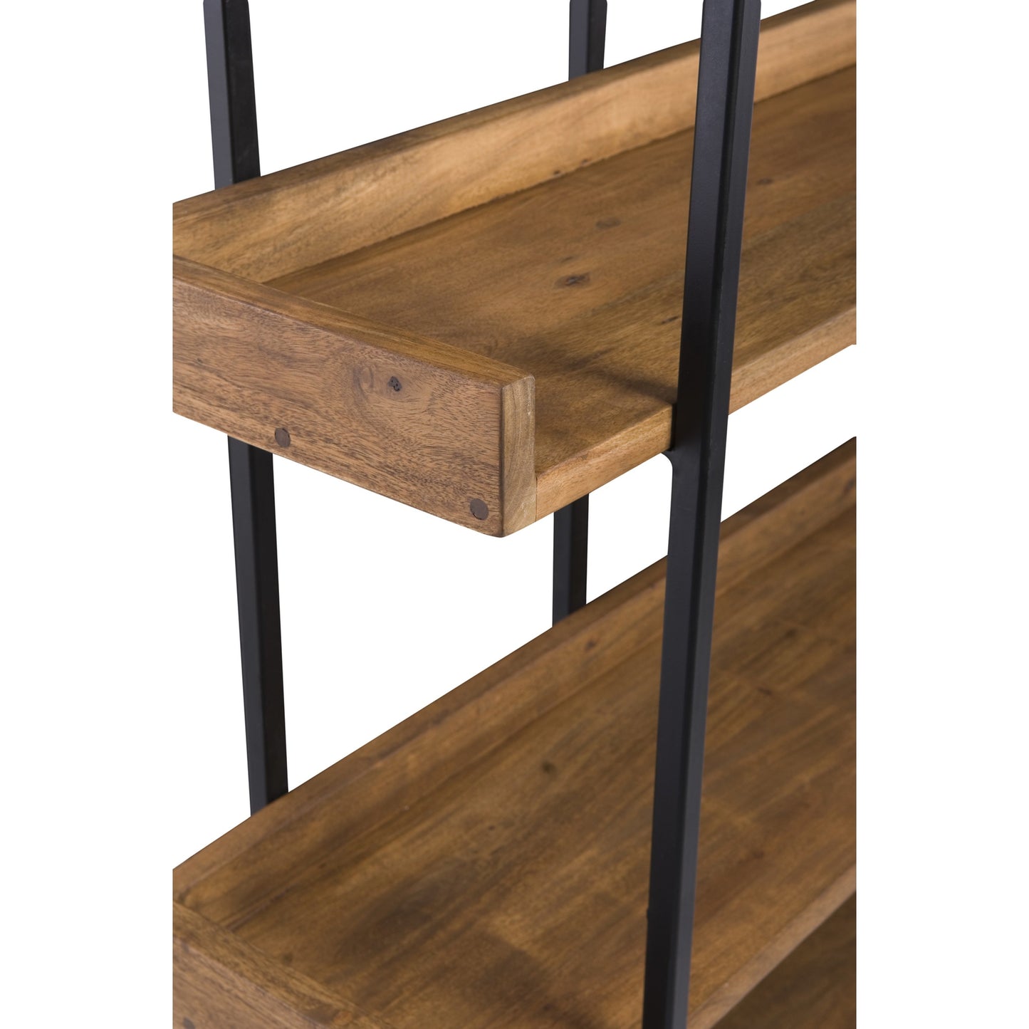 003 S-699684 | Closeup | Vancouver Bookshelf by Moe's Home Collection in light brown. Made from acacia wood, iron in a modern style.