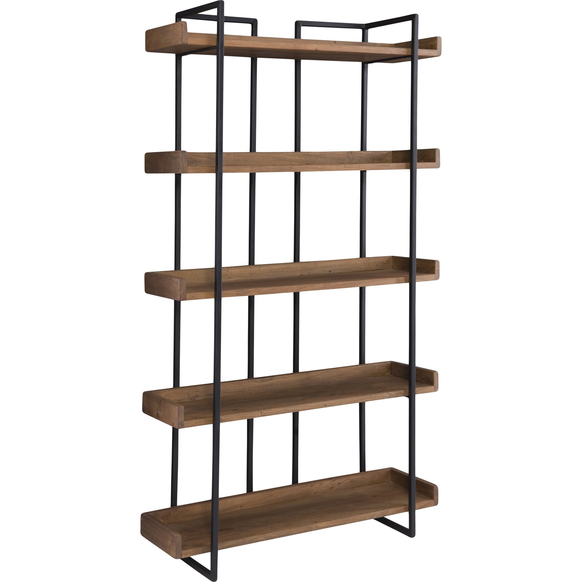 Vancouver Bookshelf by Moe's Home Collection in light brown. Made from acacia wood, iron in a modern style.