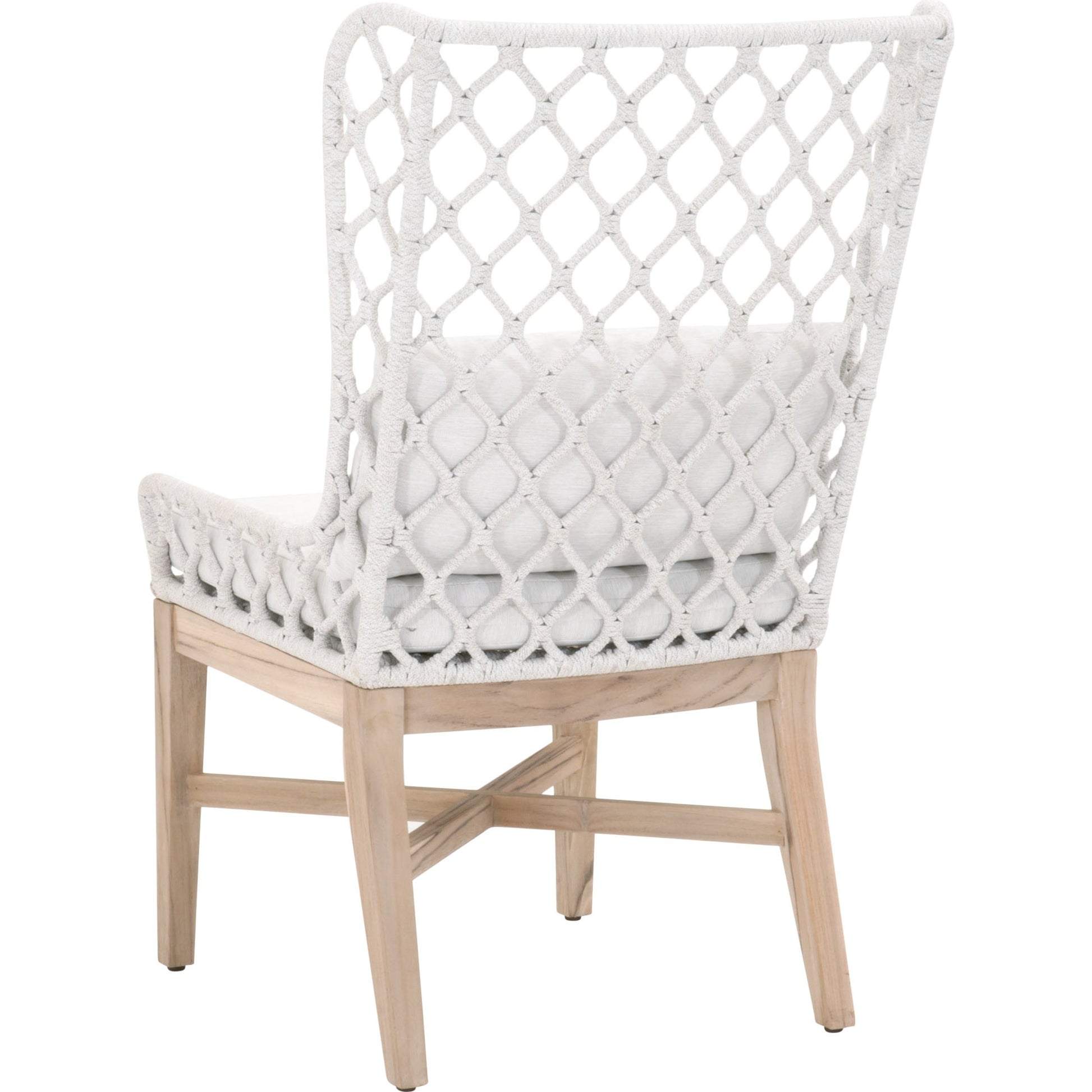 Lattis Wing Chair by Essentials For Living in gray, white speckle. Made from solid teak, aluminum, rope, 100% olefin in a coastal style.