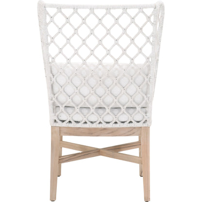 Lattis Wing Chair by Essentials For Living in gray, white speckle. Made from solid teak, aluminum, rope, 100% olefin in a coastal style.