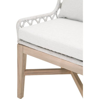 Lattis Wing Chair by Essentials For Living in gray, white speckle. Made from solid teak, aluminum, rope, 100% olefin in a coastal style.