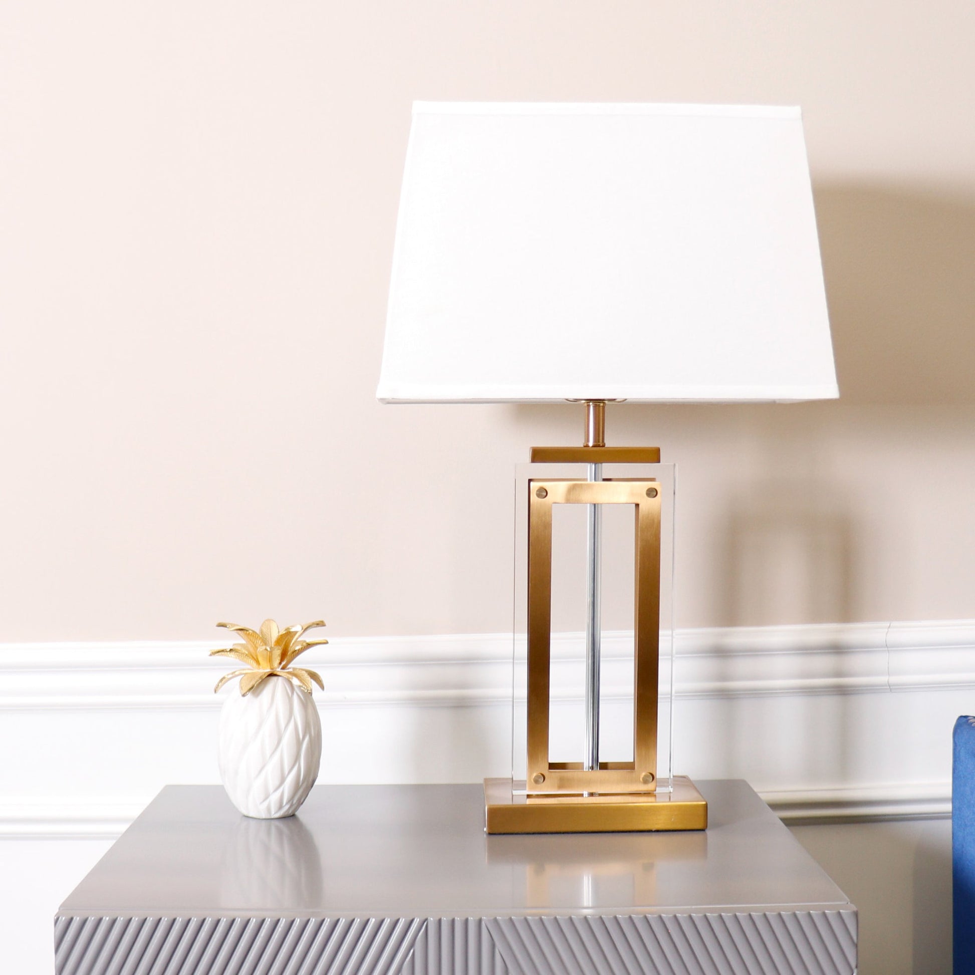 Astoria Table Lamp by Pasargad Home in gold and gold, clear. Made from marble in a traditional style.