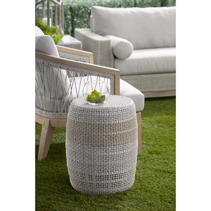 Loom Accent Table by Essentials For Living. Made from aluminum, 100% olefin rope in a coastal style.