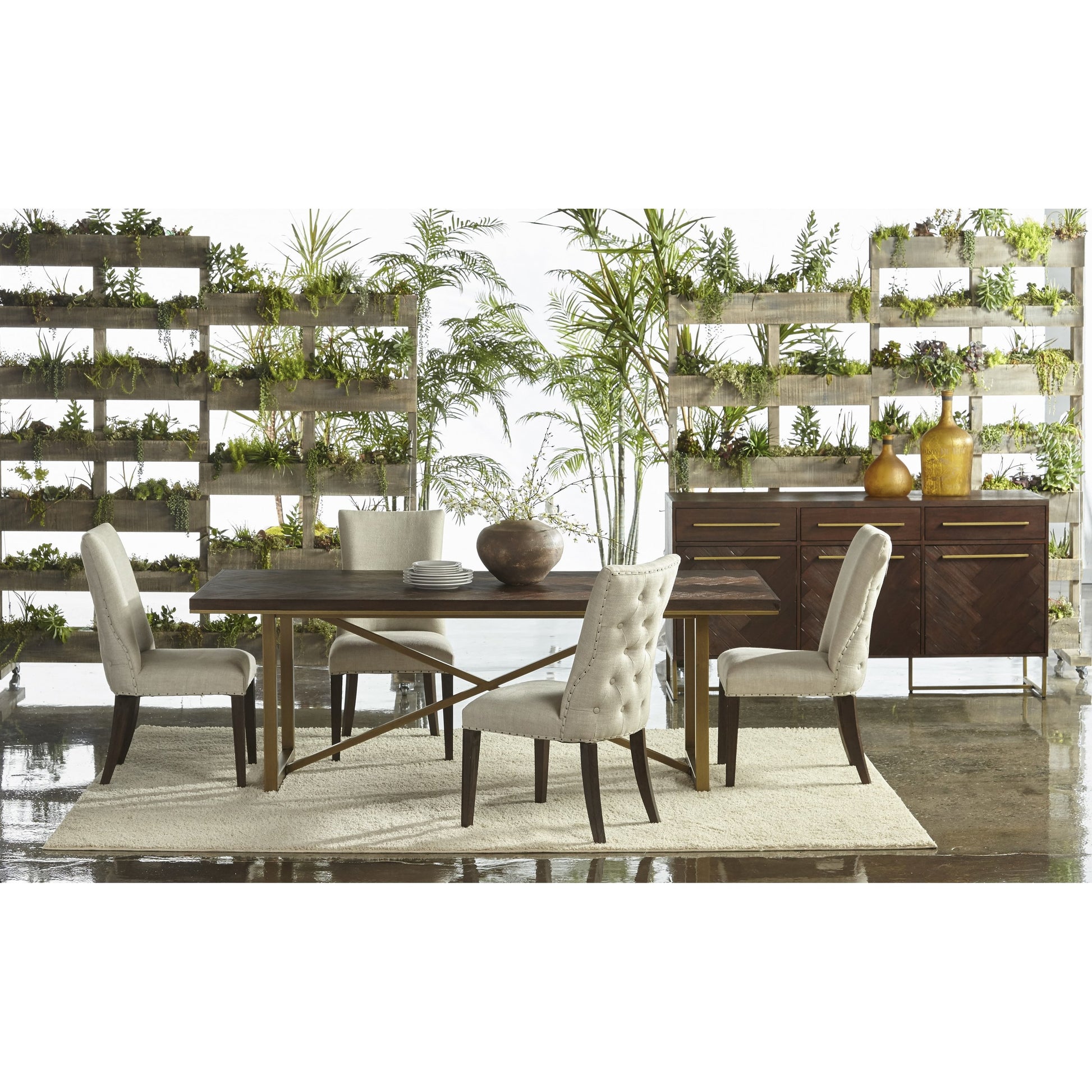 Lourdes Dining Chair (Set of 2) by Essentials For Living in natural gray ash, bisque french linen. Made from solid ash wood, 50% linen, 50% polyester fabric, foam in a transitional style.