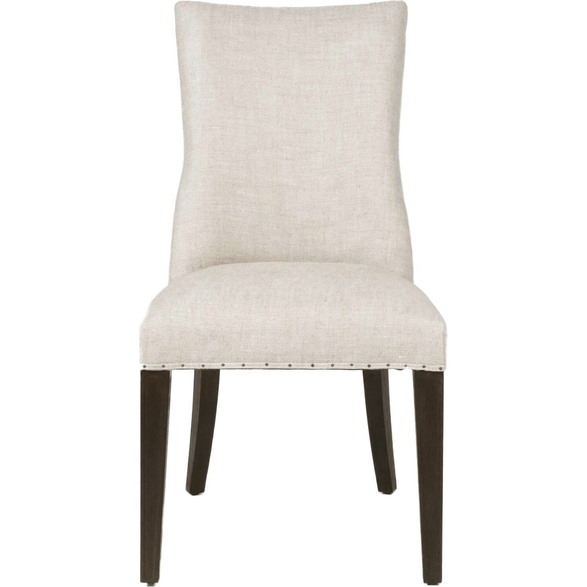 Lourdes Dining Chair (Set of 2) by Essentials For Living in natural gray ash, bisque french linen. Made from solid ash wood, 50% linen, 50% polyester fabric, foam in a transitional style.
