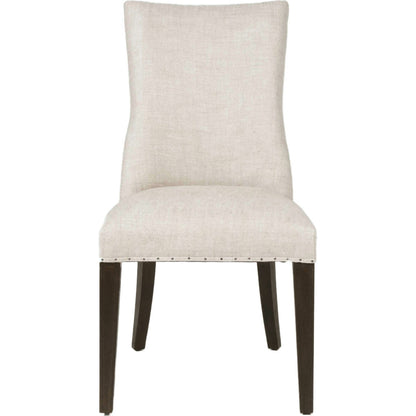 Lourdes Dining Chair (Set of 2) by Essentials For Living in natural gray ash, bisque french linen. Made from solid ash wood, 50% linen, 50% polyester fabric, foam in a transitional style.
