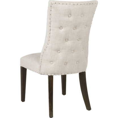Lourdes Dining Chair (Set of 2) by Essentials For Living in natural gray ash, bisque french linen. Made from solid ash wood, 50% linen, 50% polyester fabric, foam in a transitional style.
