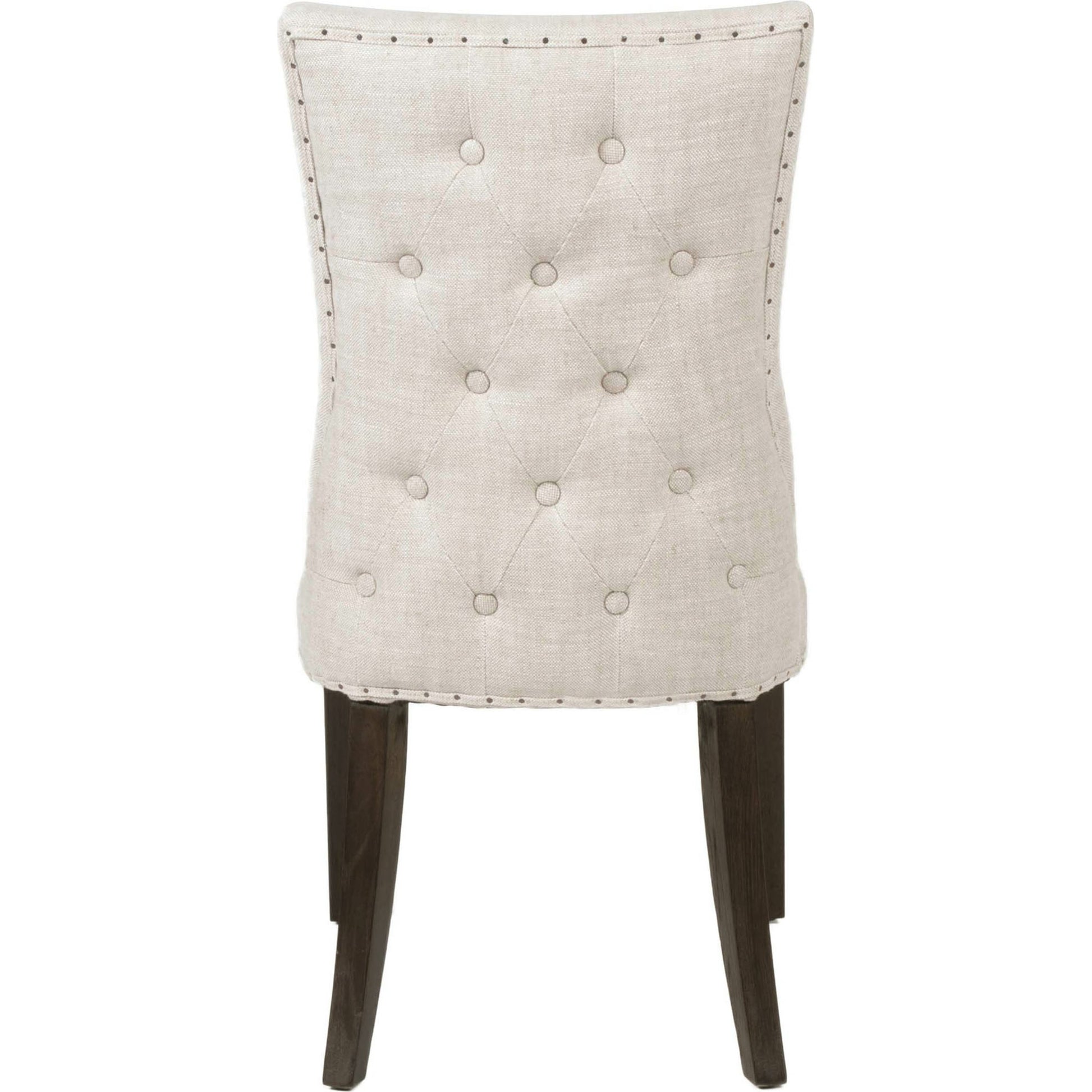 Lourdes Dining Chair (Set of 2) by Essentials For Living in natural gray ash, bisque french linen. Made from solid ash wood, 50% linen, 50% polyester fabric, foam in a transitional style.