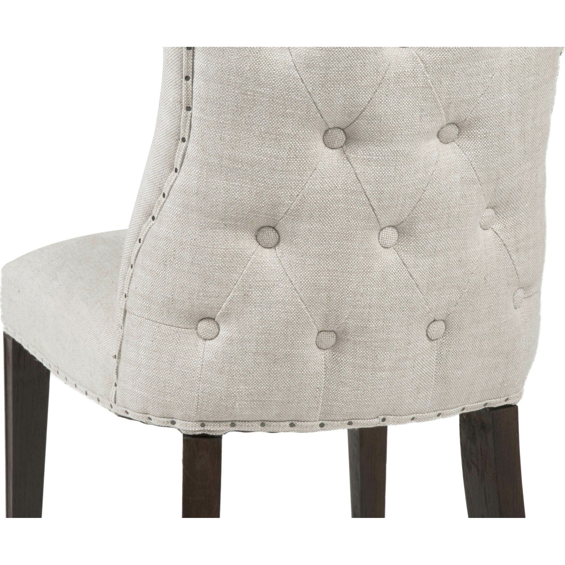 Lourdes Dining Chair (Set of 2) by Essentials For Living in natural gray ash, bisque french linen. Made from solid ash wood, 50% linen, 50% polyester fabric, foam in a transitional style.