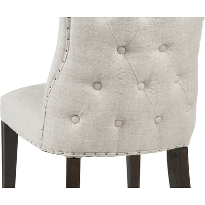 Lourdes Dining Chair (Set of 2) by Essentials For Living in natural gray ash, bisque french linen. Made from solid ash wood, 50% linen, 50% polyester fabric, foam in a transitional style.