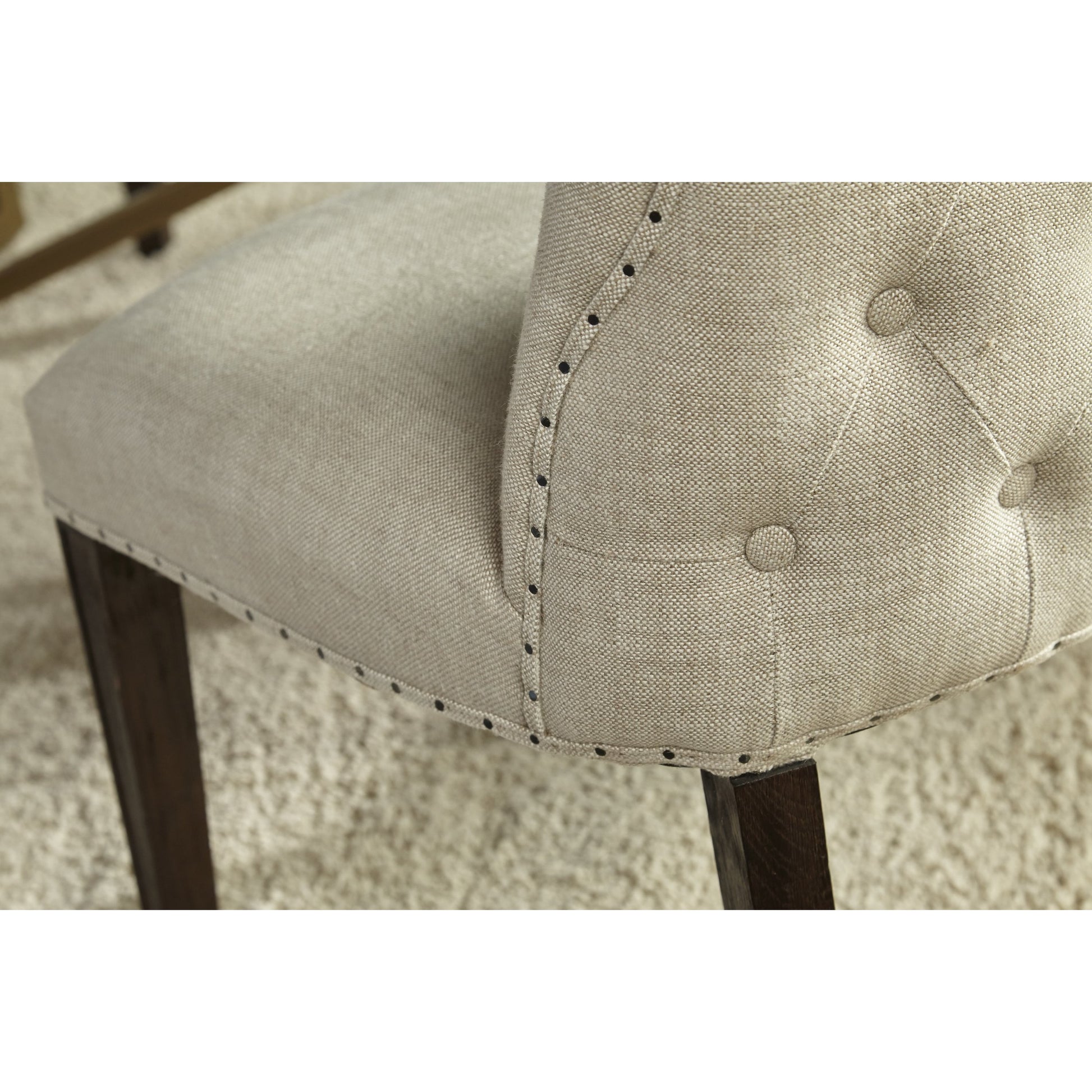 Lourdes Dining Chair (Set of 2) by Essentials For Living in natural gray ash, bisque french linen. Made from solid ash wood, 50% linen, 50% polyester fabric, foam in a transitional style.