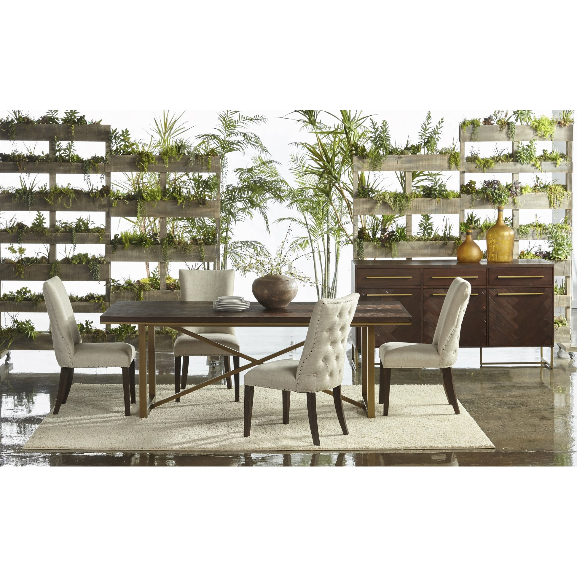 Lourdes Dining Chair (Set of 2) by Essentials For Living in natural gray ash, bisque french linen. Made from solid ash wood, 50% linen, 50% polyester fabric, foam in a transitional style.