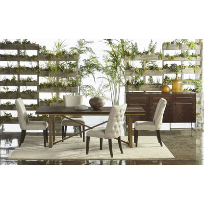 Lourdes Dining Chair (Set of 2) by Essentials For Living in natural gray ash, bisque french linen. Made from solid ash wood, 50% linen, 50% polyester fabric, foam in a transitional style.