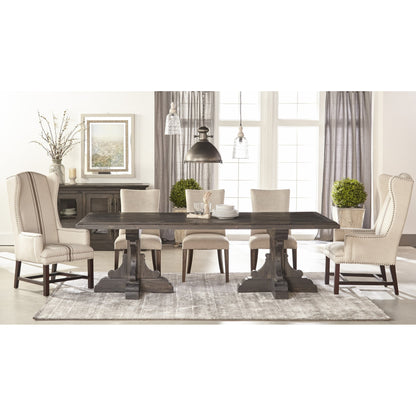 Lourdes Dining Chair (Set of 2) by Essentials For Living in natural gray ash, bisque french linen. Made from solid ash wood, 50% linen, 50% polyester fabric, foam in a transitional style.