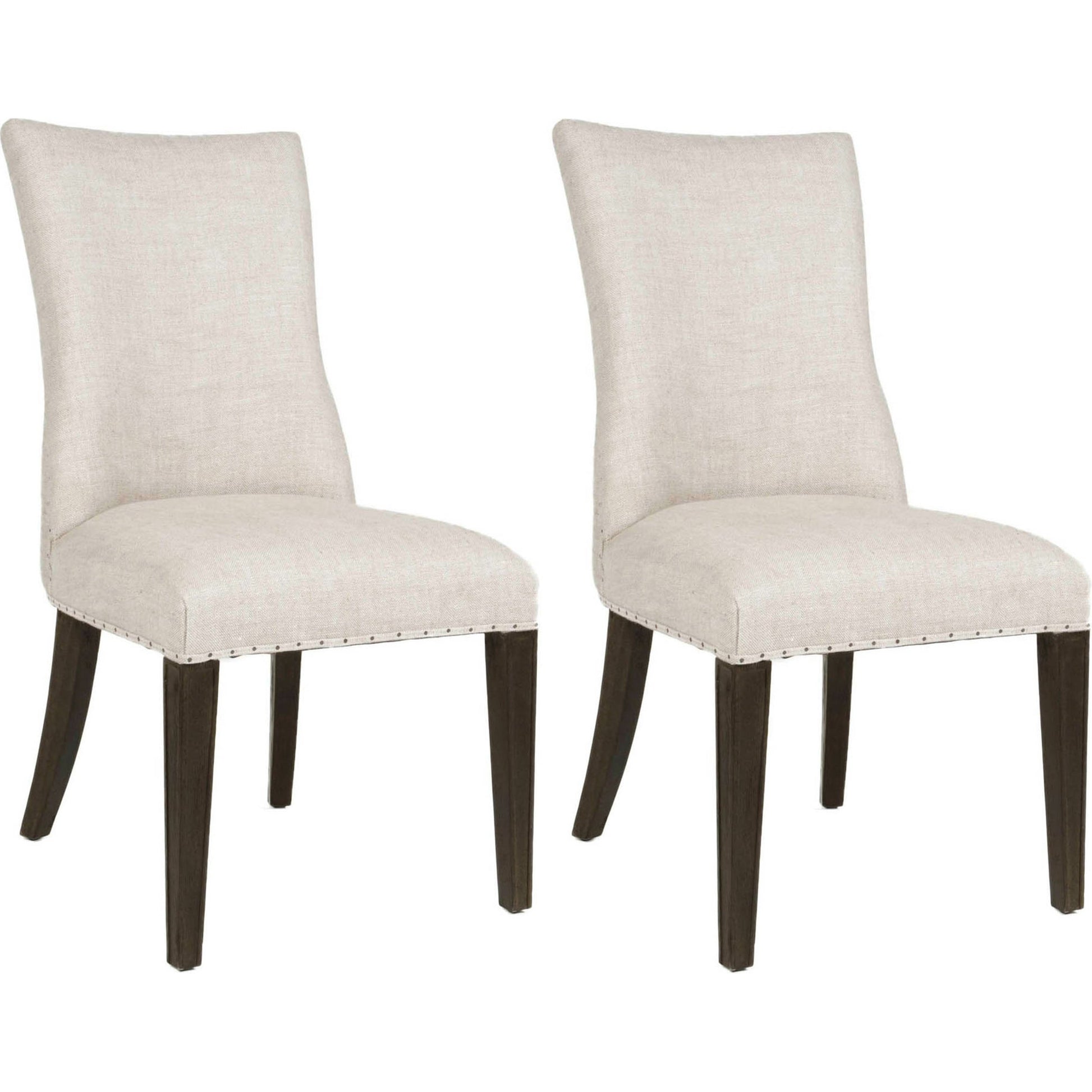 Lourdes Dining Chair (Set of 2) by Essentials For Living in natural gray ash, bisque french linen. Made from solid ash wood, 50% linen, 50% polyester fabric, foam in a transitional style.