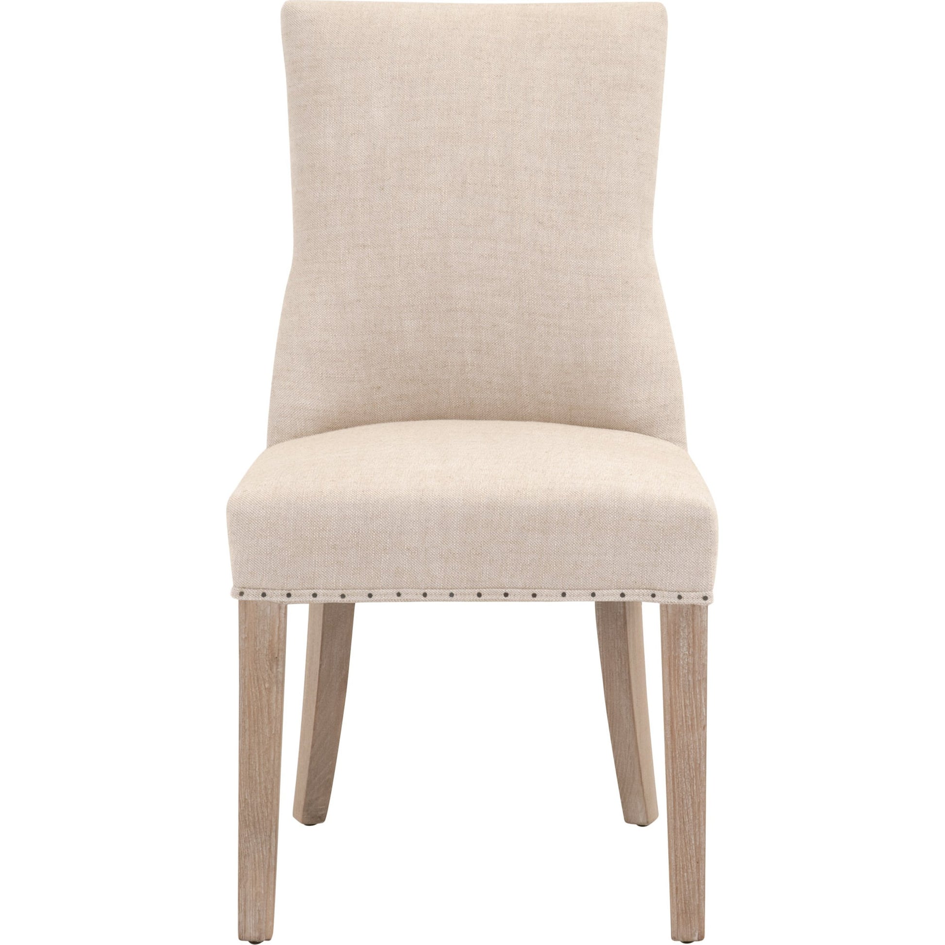 Lourdes Dining Chair (Set of 2) by Essentials For Living in natural gray ash, bisque french linen. Made from solid ash wood, 50% linen, 50% polyester fabric, foam in a transitional style.