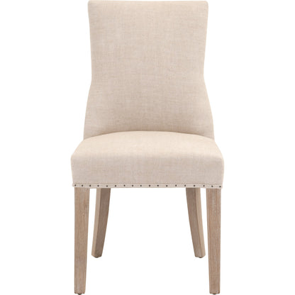 Lourdes Dining Chair (Set of 2) by Essentials For Living in natural gray ash, bisque french linen. Made from solid ash wood, 50% linen, 50% polyester fabric, foam in a transitional style.