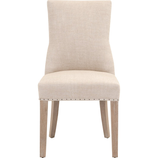 Lourdes Dining Chair (Set of 2) by Essentials For Living in natural gray ash, bisque french linen. Made from solid ash wood, 50% linen, 50% polyester fabric, foam in a transitional style.