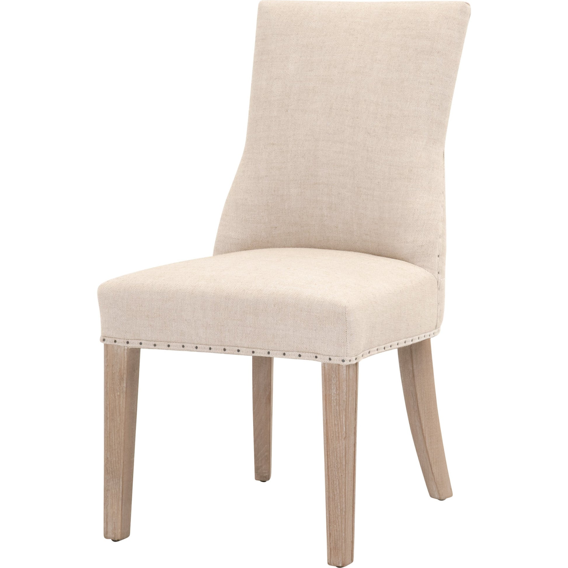 Lourdes Dining Chair (Set of 2) by Essentials For Living in natural gray ash, bisque french linen. Made from solid ash wood, 50% linen, 50% polyester fabric, foam in a transitional style.
