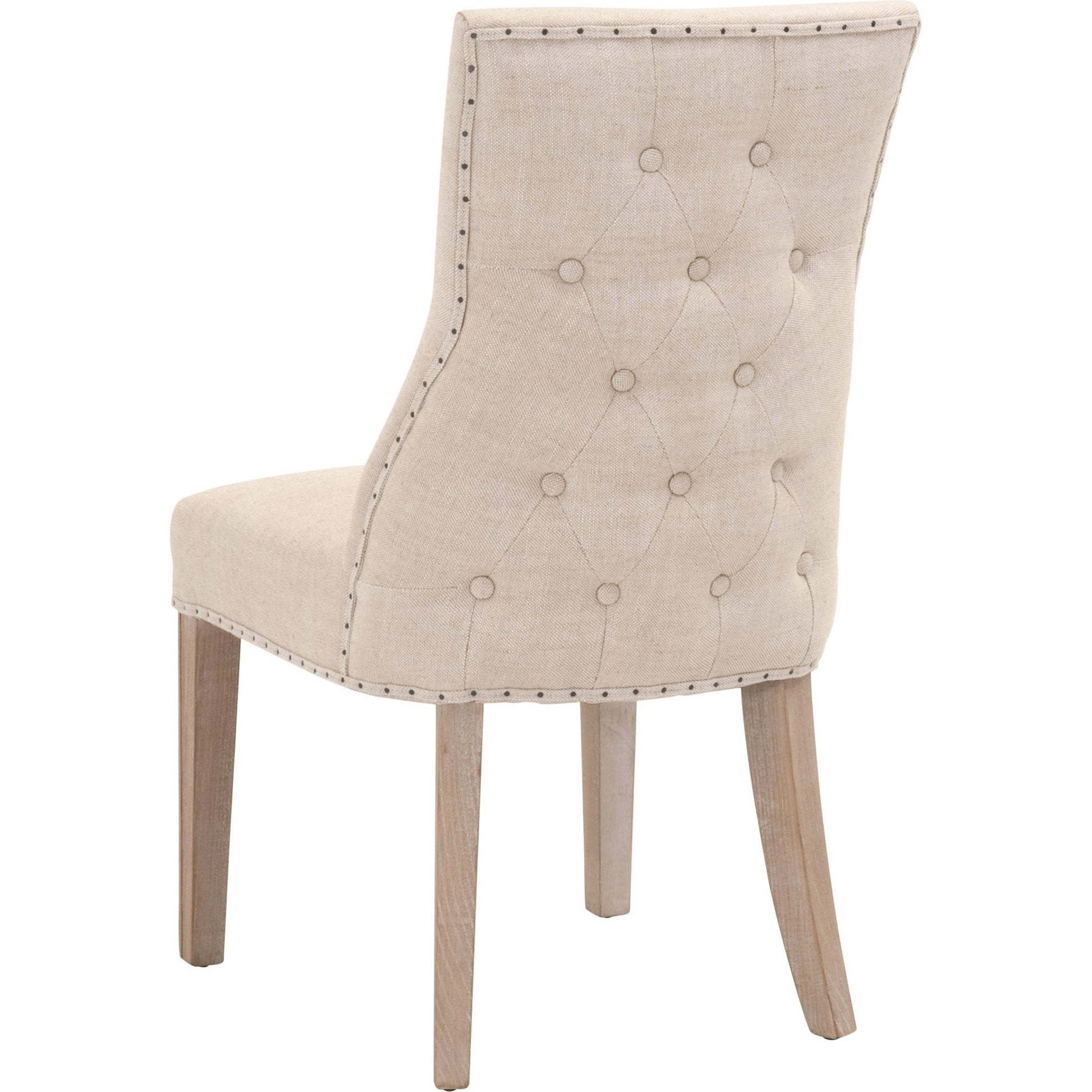 Lourdes Dining Chair (Set of 2) by Essentials For Living in natural gray ash, bisque french linen. Made from solid ash wood, 50% linen, 50% polyester fabric, foam in a transitional style.