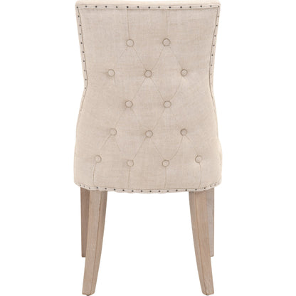 Lourdes Dining Chair (Set of 2) by Essentials For Living in natural gray ash, bisque french linen. Made from solid ash wood, 50% linen, 50% polyester fabric, foam in a transitional style.