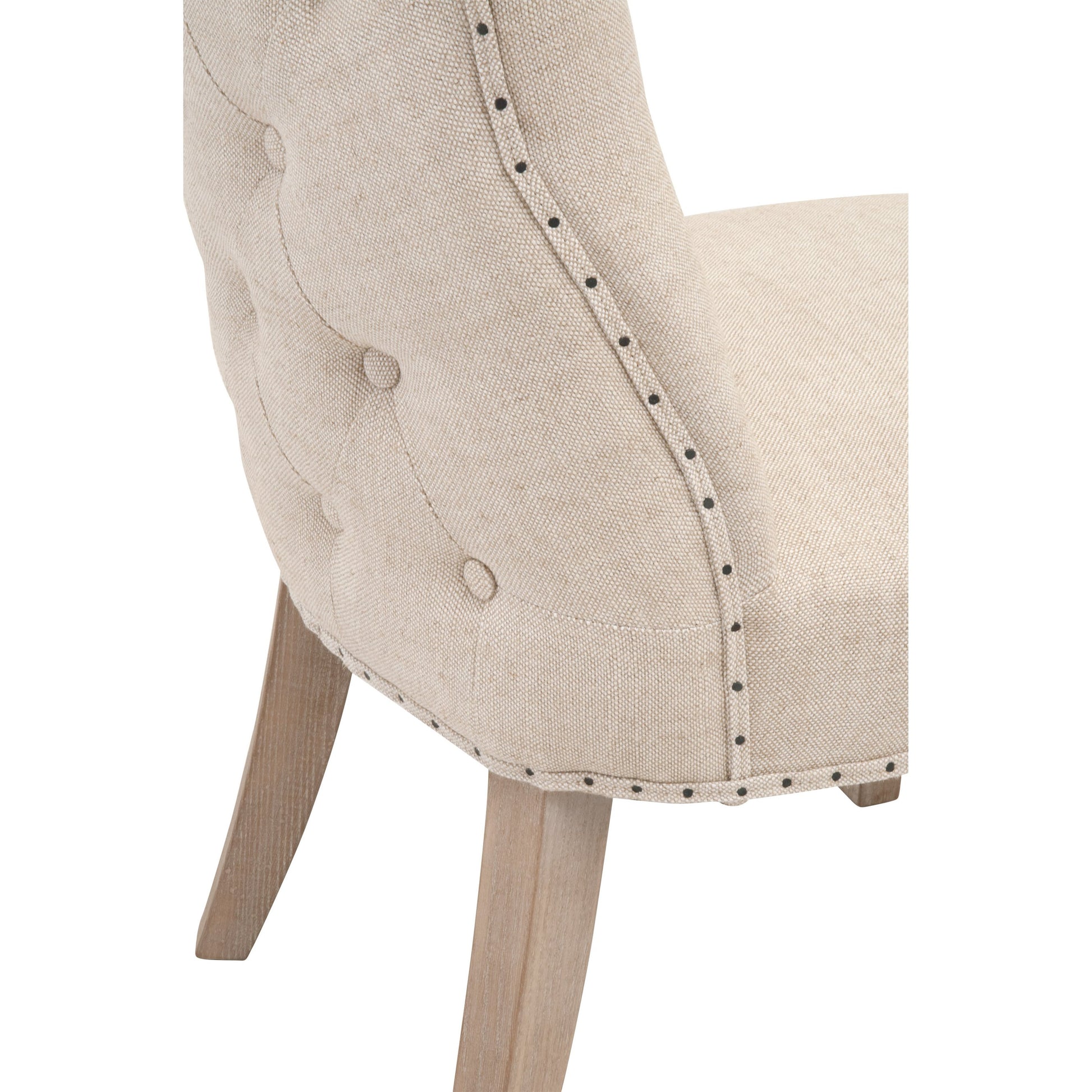 Lourdes Dining Chair (Set of 2) by Essentials For Living in natural gray ash, bisque french linen. Made from solid ash wood, 50% linen, 50% polyester fabric, foam in a transitional style.