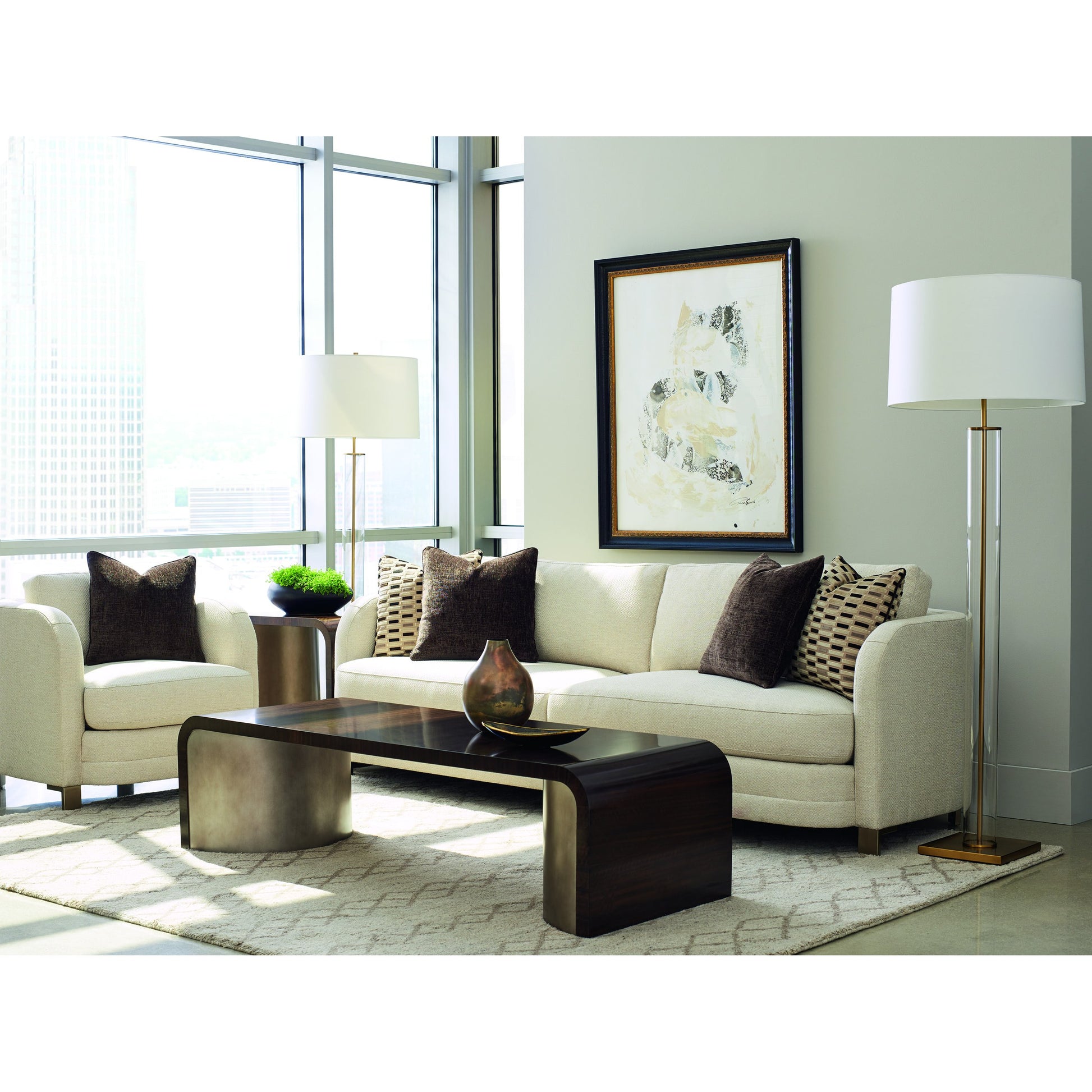 Streamline Sofa by Caracole in natural and smoked bronze. Made from metal in a transitional style.