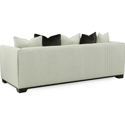 Moderne Sofa by Caracole in natural and bourbon glaze. Made from pine in a transitional style.
