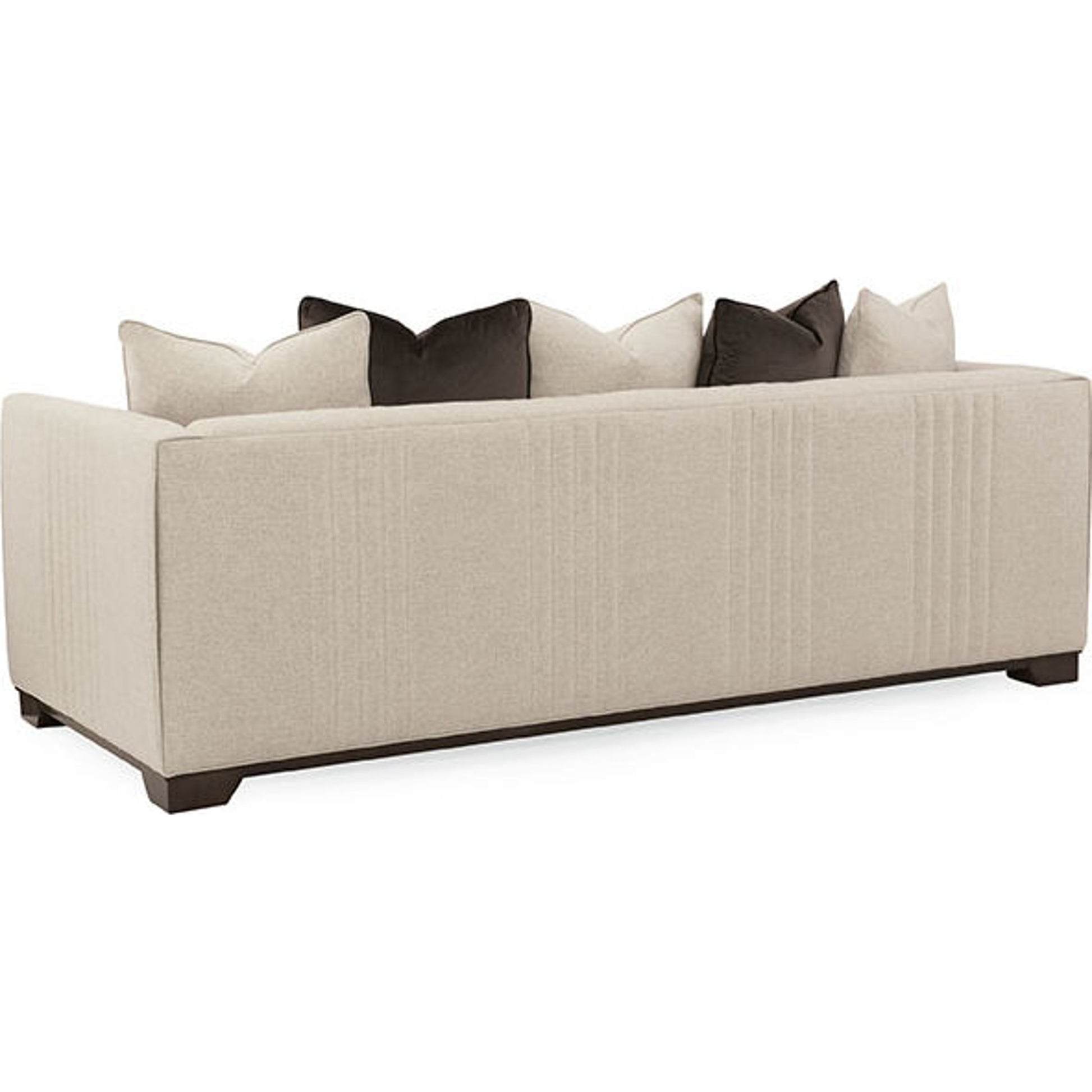 Moderne Sofa by Caracole in natural and bourbon glaze. Made from pine in a transitional style.