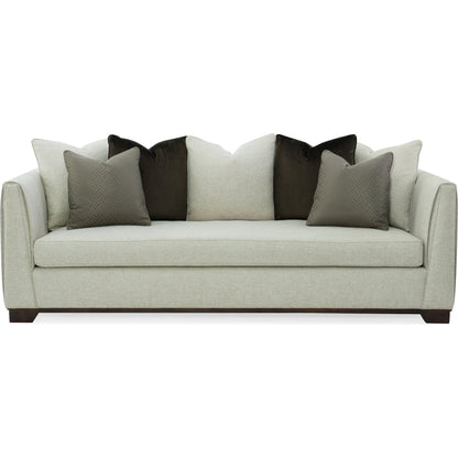 Moderne Sofa by Caracole in natural and bourbon glaze. Made from pine in a transitional style.