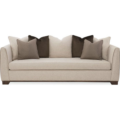 Moderne Sofa by Caracole in natural and bourbon glaze. Made from pine in a transitional style.
