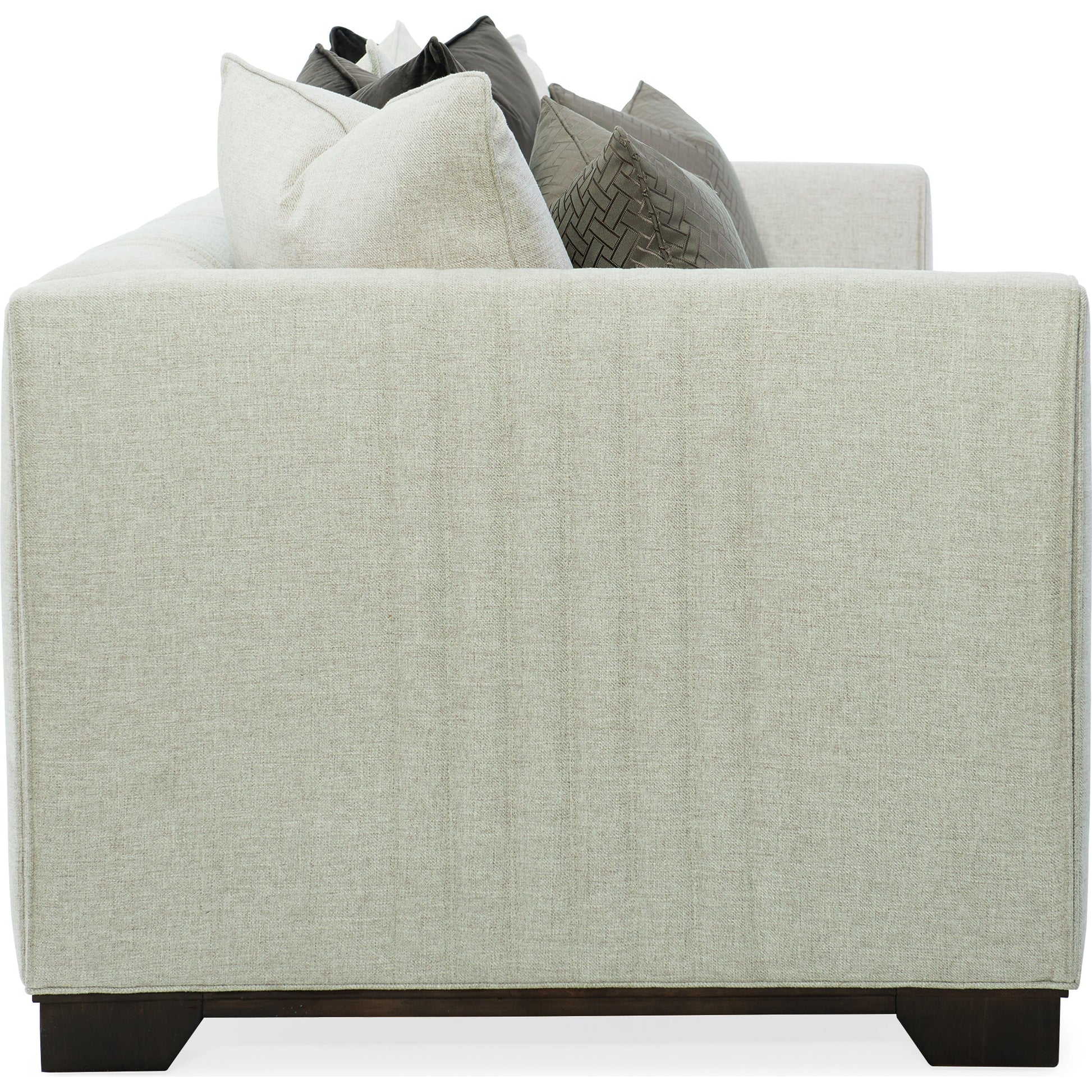 Moderne Sofa by Caracole in natural and bourbon glaze. Made from pine in a transitional style.