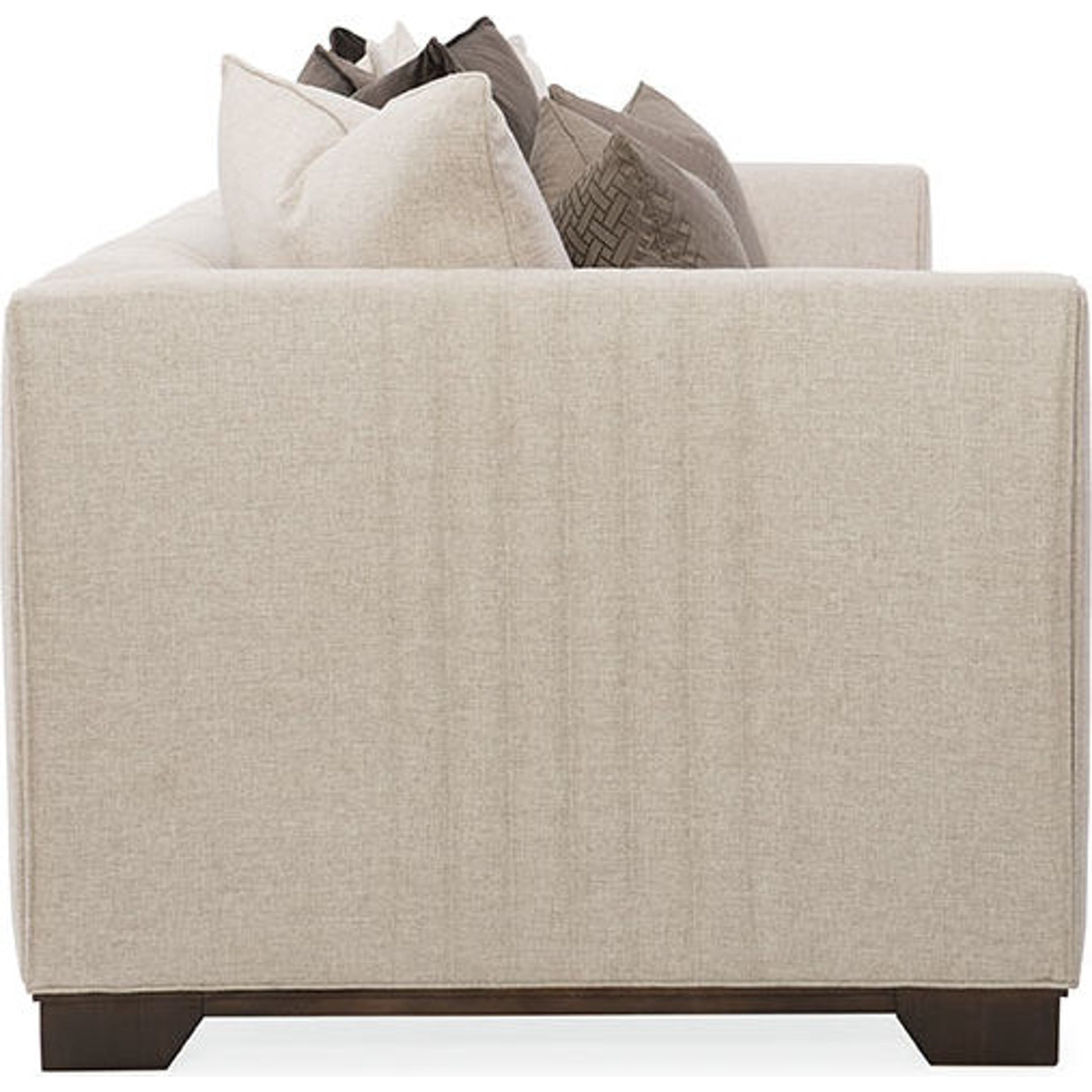Moderne Sofa by Caracole in natural and bourbon glaze. Made from pine in a transitional style.