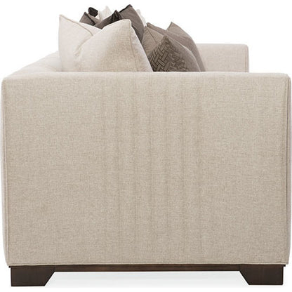 Moderne Sofa by Caracole in natural and bourbon glaze. Made from pine in a transitional style.