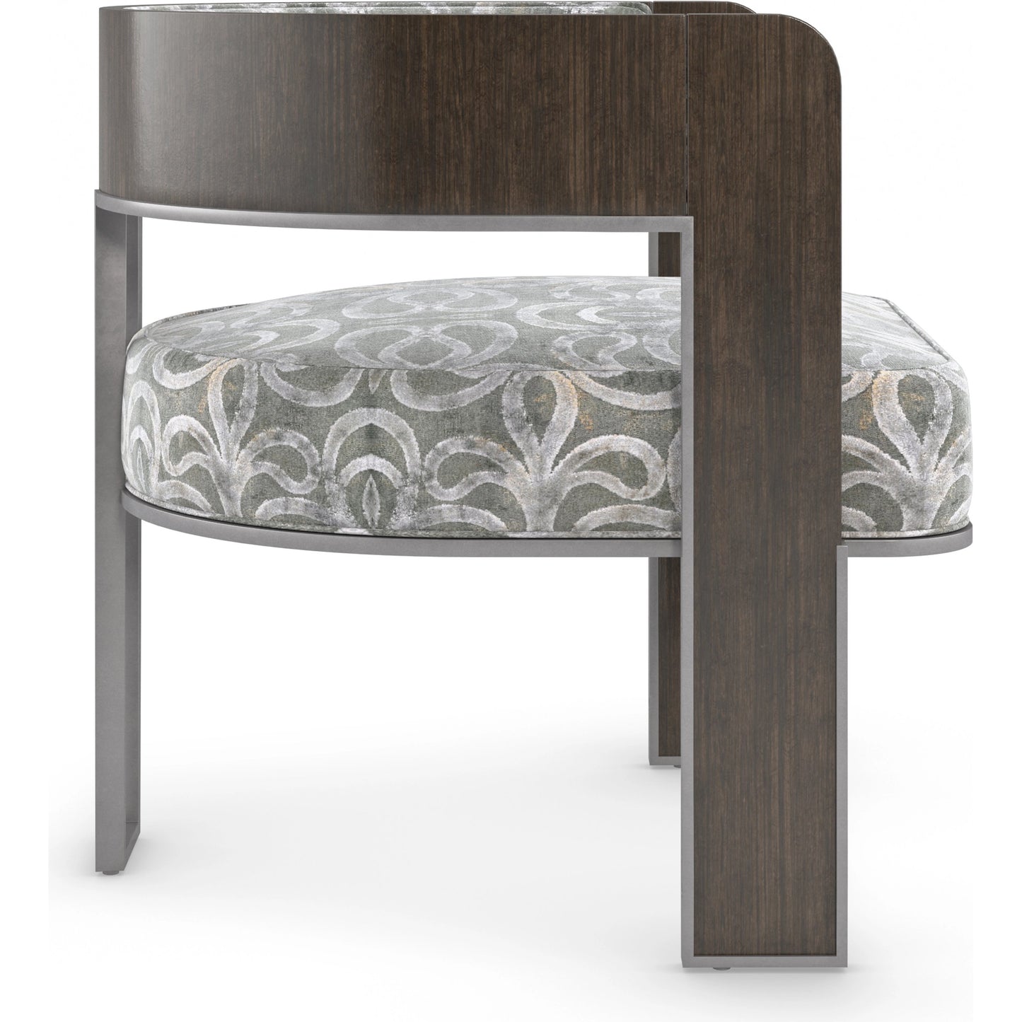 016 SI-1955817 | Additional Silo | Streamliner Chair by Caracole in silver and sepia, smoked stainless steel. Made from metal, palado veneer in a modern style.