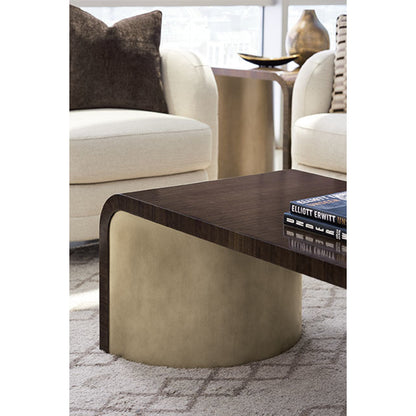 Streamline Cocktail Table by Caracole in bronze, smoked and aged bourbon, smoked bronze. Made from asian hardwood, fumed quartered figured eucalyptus in a modern style.