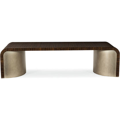 Streamline Cocktail Table by Caracole in bronze, smoked and aged bourbon, smoked bronze. Made from asian hardwood, fumed quartered figured eucalyptus in a modern style.
