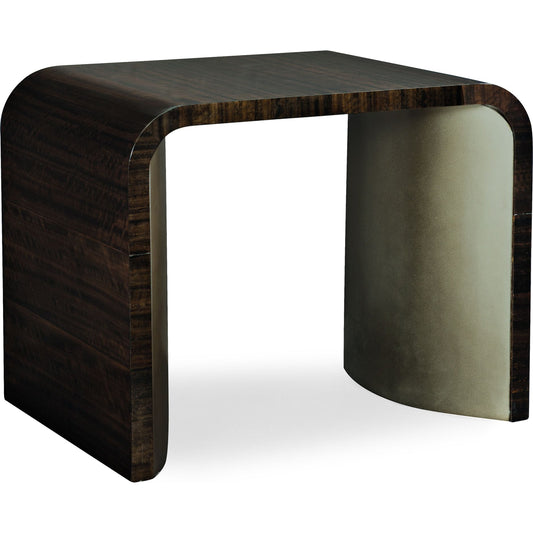 Streamline End Table by Caracole in bronze, smoked and aged bourbon, smoked bronze. Made from asian hardwoods, fumed quartered figured eucalyptus, maple in a modern style.