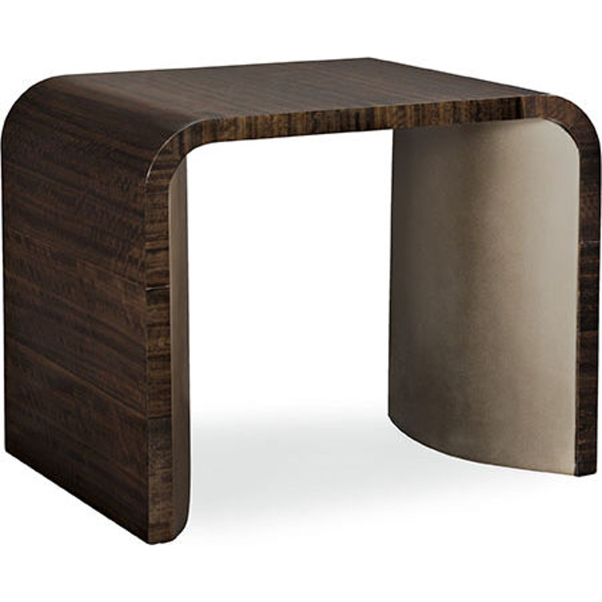 Streamline End Table by Caracole in bronze, smoked and aged bourbon, smoked bronze. Made from asian hardwoods, fumed quartered figured eucalyptus, maple in a modern style.